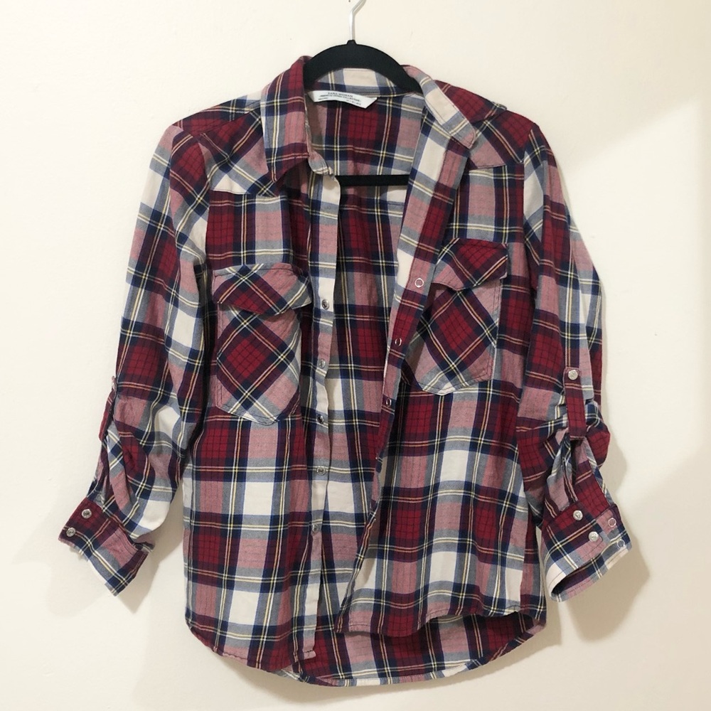 ❤️Zara Woman Plaid Button Snap Down Shirt Size S